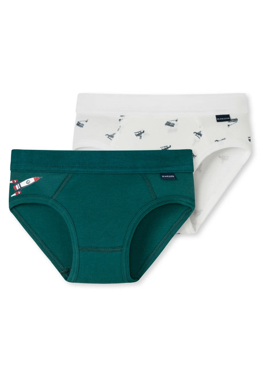 Schiesser Boxer Slip Bambino - Morbido E Resistente - Colore Grigio Melange - Serie Basic Modern Rib