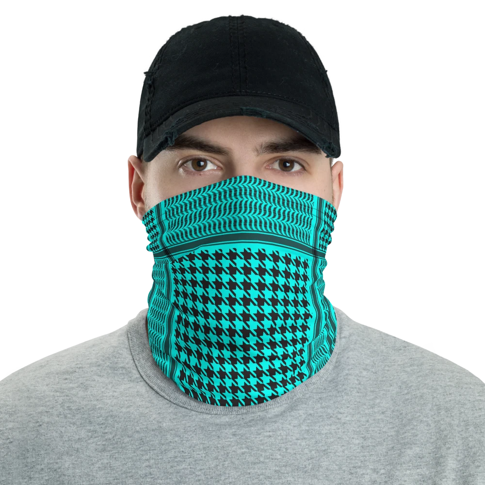 Light Blue Plain Color Keffyeh Shemagh Print Neck Gaiter