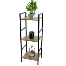 3 Tier Wood Shelf Unit Organiser Steel Frame Storage Bookcase Shelving Unit