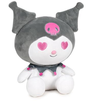 Hello Kitty Kuromi mit Herzen grau Plüsch 20cm Sanrio Plush Merch Stofftier Fan