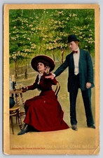 Man Woman Ended Romance Break Up "I Don't Care if You Never Come Back" Postcard
