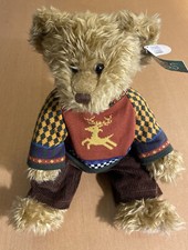 Russ Brown Bear Plush in Reindeer Sweater and Pants Named Medwin 14"