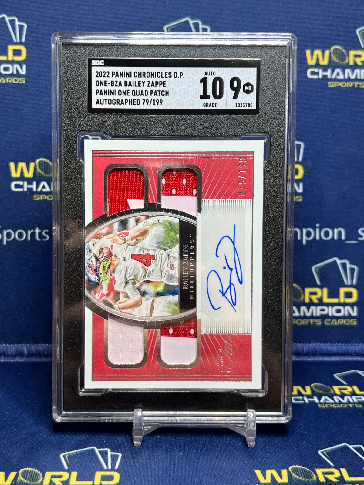 Bailey Zappe Panini Chronicles Draft Picks One Quad Patch Autographs #ONEBZA Prime