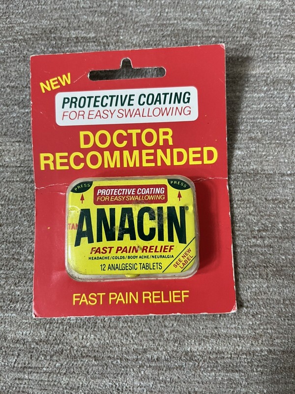 Vintage ANACIN Fast Pain Relief Tablets In Original Tin - Factory Sealed 