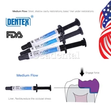 DENTEX Dental Flowable Light Cure Composite Resin Medium Flow A1/A2/A3 3g/Pc