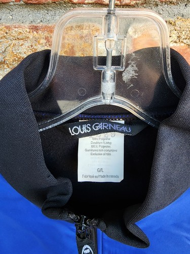 vtg louis garneau mens large winter cycling jacket blue black zip off sleeves - Picture 3 of 14