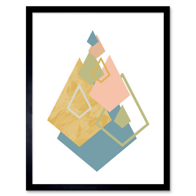 Minimalist Mountain Diamonds Framed Wall Art Print 9X7