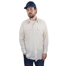 Vtg 50s Western Pearl Snap Shirt Mens Medium 15.5 Frontier Cowboy Rodeo Sawtooth