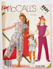 McCall's 2521 Vintage Girl's Sleeveless Jumpsuit Belt, Size 10, Cut Complete