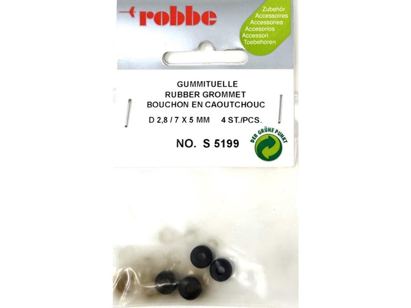 Robbe Rubber Grommet D 2.8 / 7 x 5mm (4) : S-5199