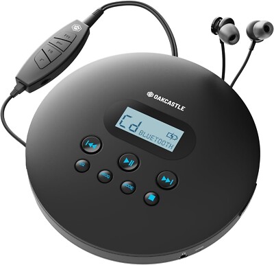 CD Player, Discman, Bluetooth, MP3,  Oakcastle CD100, tragbar, Schwarz, WIE NEU