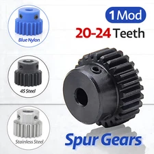 1 Mod Pinion Gear Spur Gears 20-24 Teeth 4-12mm Bore No Step/Blue Nylon/D-hole