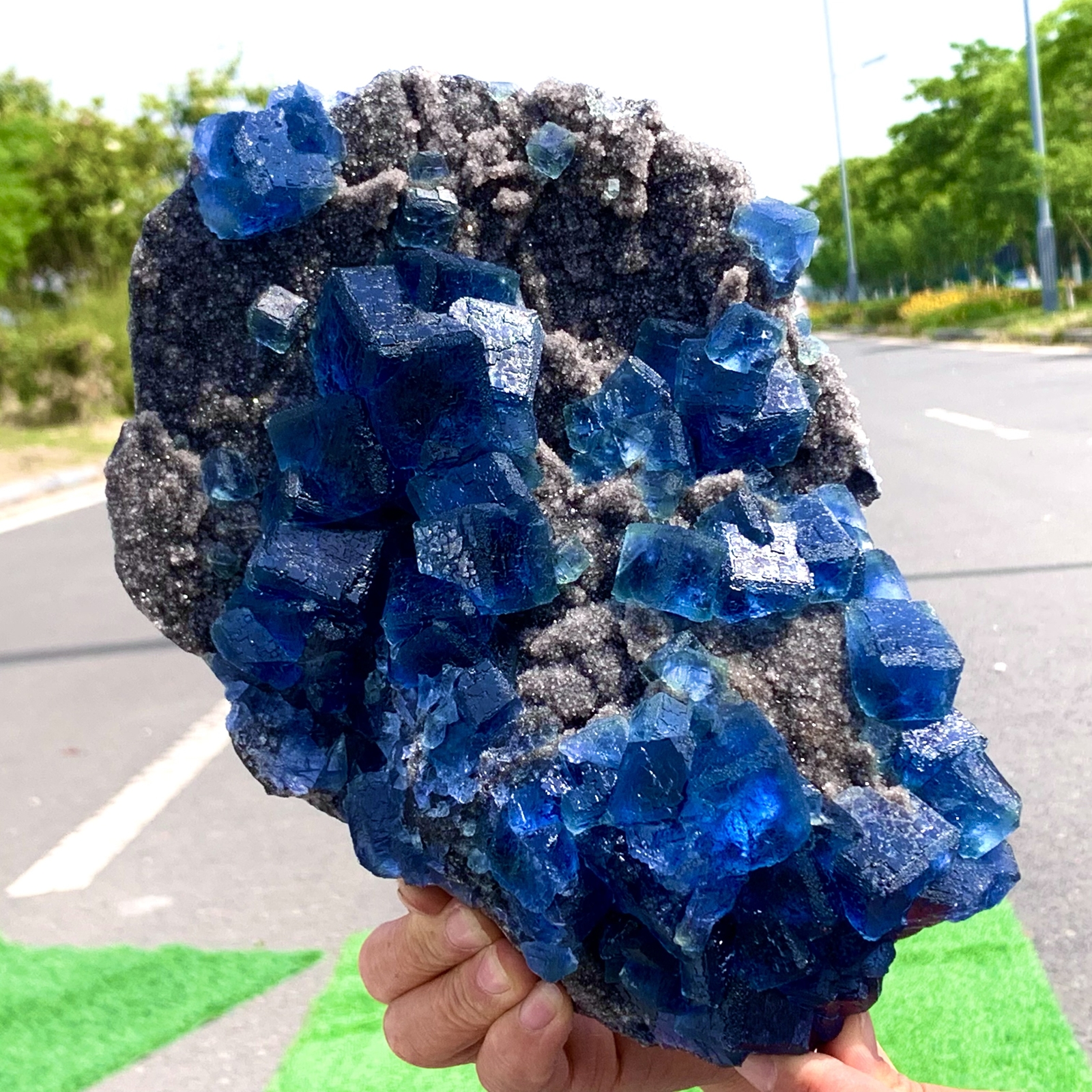 7.52LB Rare Transparent Blue Cube Fluorite Crystal Specimen from China