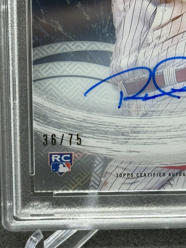 2018 Bowman High Tek - RHYS HOSKINS - Auto RC /75 Ocean Tidal Blue SP PSA 10 - Image 2 of 3