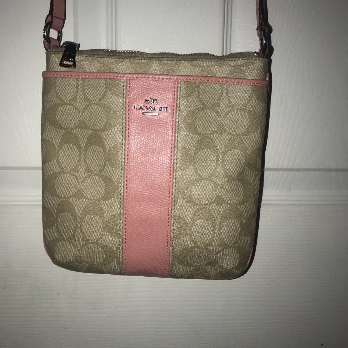 coach スカート Coach F52856 PVC Leather North South Crossbody Stripe