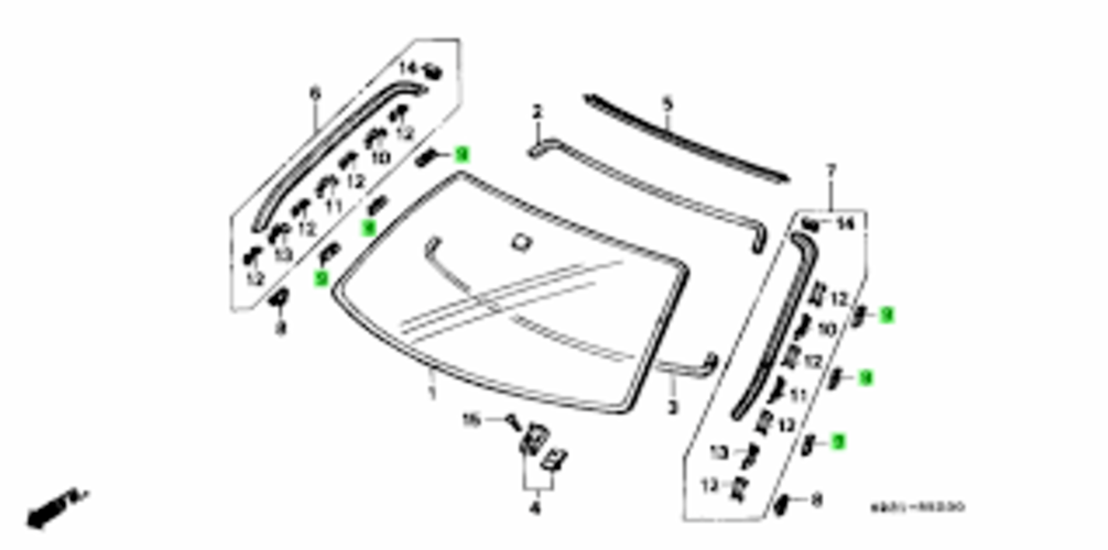 HONDA Genuine CIVIC CRX DEL SOL INTEGRA Front Windshield Side Molding