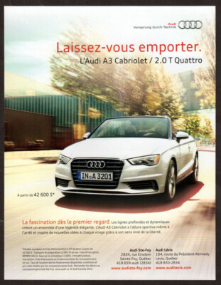 2015 AUDI A3 Convertible 2.0 T Quattro Vintage Original Print AD | Canada FR