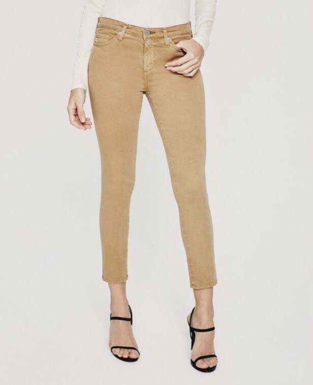 NWT AG Prima Crop Cigarette Jeans in Buttery Soft Sateen, Moro