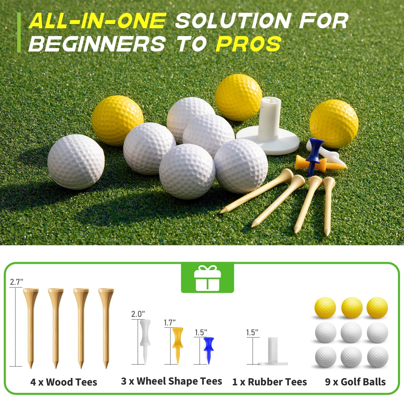 Bltend Dual-Turf Golf Mat 5x5ft 31mm Heavy-Duty Indoor/Outdoor Practice Hitting 