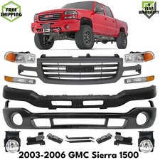 Front Bumper Paintable Steel Headlights Kit For 2003-2006 Gmc Sierra 1500
