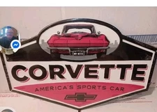 Chevrolet Corvette America's Sports Car 11x15.5" Metal Sign NEW Sealed.