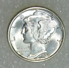 1939-s Mercury Silver Dime Gem Bu Frosty White In Saflip M353 1939-s Mercury Silver Dime Gem Bu Frosty White In Saflip M353