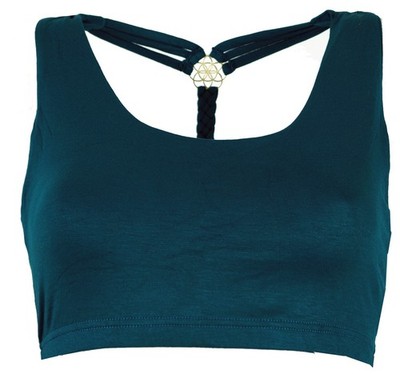 Goa Psytrance Bikini Top, Boho Top, Pixi Yoga Top - petrol 