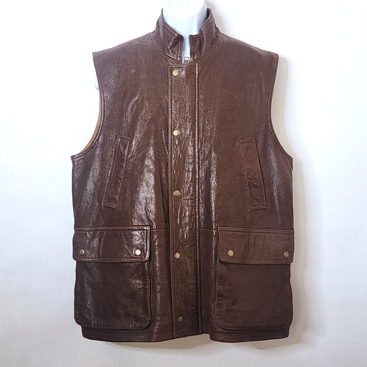 Gilet Cuir Orvis Homme - Taille M, Marron, Très Bon état