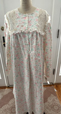 VTG Carole Hochman Flannel Nightgown Floral PINK Peach NWT Old Stock Cottage XXL