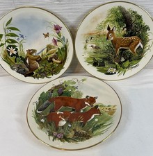 Vintage decor plates lot of 3 woodland animal...