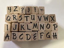 Vintage 1/2  Stamp Set Uppercase Alphabet Letters, 3 Punctuations  Butterfly