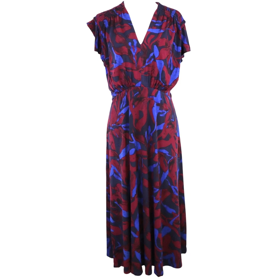 Vestido floral Maggy London novo com etiquetas manga curta longo midi ombro batido 10 - Imagem 3 de 4