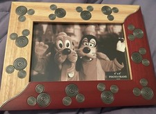 Disney Parks Authentic Original Mickey Mouse 4x6 Frame-Metal Inlaid In Wood-New