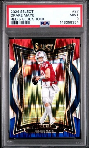 2024 Select Concourse Drake Maye Red Blue Shock #27 PSA 9 MINT RC ROOKIE