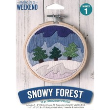 Leisure Arts Embroidery Kit 6" Snowy Forest-14 pc