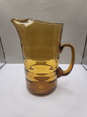 Vintage Hasel-Atlas Wasserfall Braunglas Krug Kanne 60er Jahre Retro