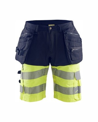BLAKLÄDER  Arbeitsshorts mit Stretch marine/ HighVis gelb
