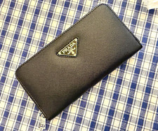 PRADA Women s Black Zip-Around Wallet with Lo...