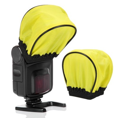 2pcs 3.5'' x 3.7'' Soft Mini Flash Bounce Diffuser Cap, for Flashlight, Yellow