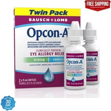 Bausch Lomb Opcon A Eye Drops Pack of 2 Allergy Relief Itchy Red Eyes 0.51 Oz
