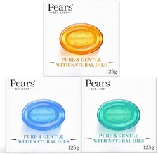 Image of Pears Pure & Gentle Transparent Soap Bar 3 Pack (125g Each) – Natural Oils, Mint