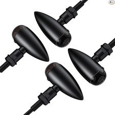 4 PCS Motorcycle Indicators Amber, Universal Turn Signal Lights Bullet Black