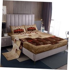 Kids Cola Bedding Set Size, Vintage Sheet Set Drinks Bed Sheets Twin Dark Red