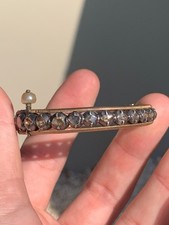 9ct gold Victorian diamond natural pearl bangle 29 grams