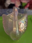 Fenton Pink Iridescent Swan Trinket Dish