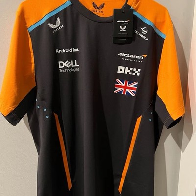 Castore McLaren Formula 1 Shirt Large Black Lando Norris Short Sleeve Orange New