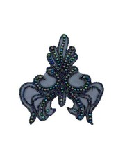 Applicazione Cucibile Base Organza Ricamo Perle Perline Cucite Disegno Pieno 15 