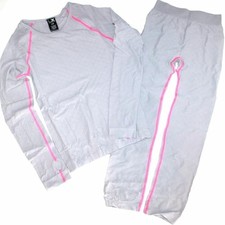 LX NWT Girl's 8 10 2 Pc. Warm Gray Quilted Long Underwear Set w/Thumb Holes