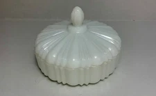 Vintage Anchor Hocking Old Cafe Candy Dish Milk Glass Covered White 