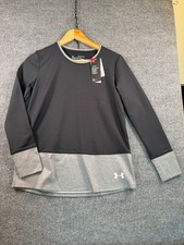 Under Armour Girls Cold Gear Long Sleeve Crew Top Fitted Black/Gray Sz YXL NWT